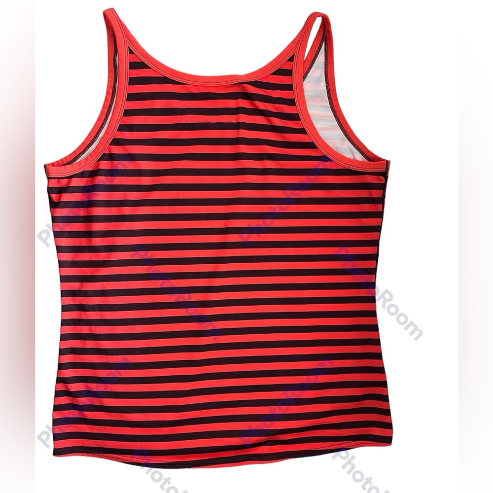 Patagonia Capilene 1 Silk Weight Striped Tank Top Size Large Black Red Orange - Picture 3 of 6